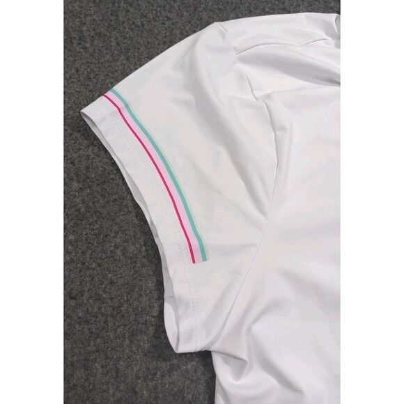 RBX Women's 1/4 Zip Short Sleeve Polo W/ Printed Stripe At Sleeves XL White NWT - Picture 10 of 11